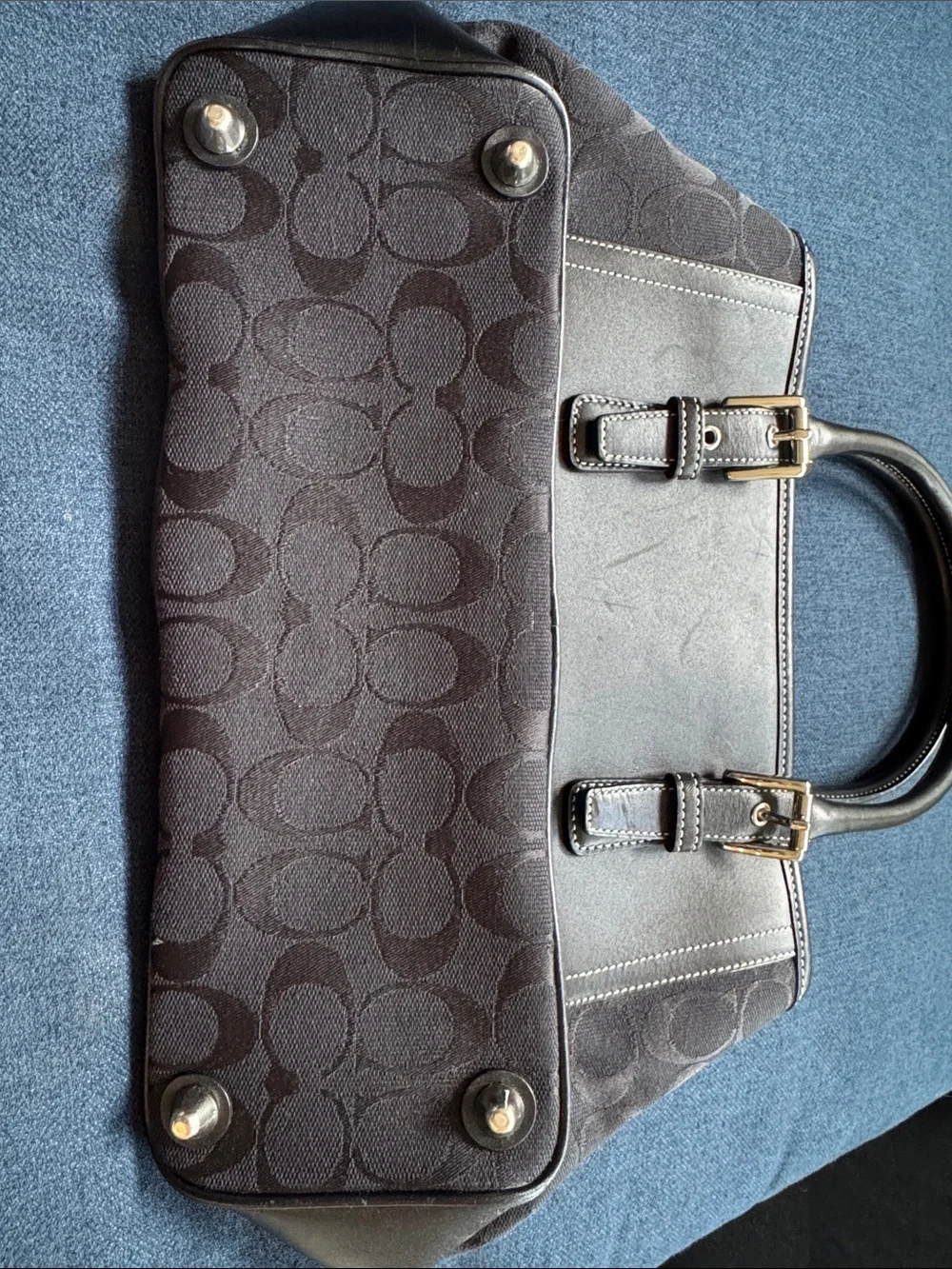 Coach Hampton Signature Jacquard Satchel (F11220) — Black